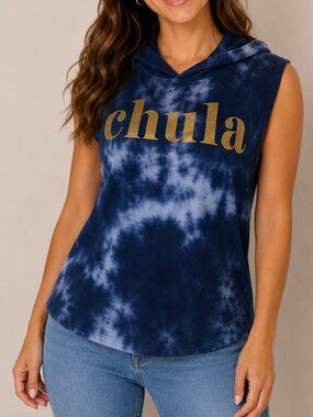 Chula Tye Dyed Crop Hoodie Blue Size Large